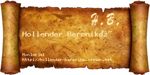 Hollender Bereniké névjegykártya